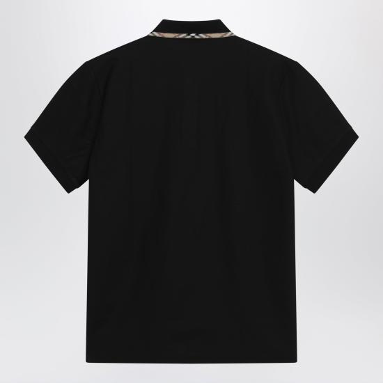 26SS 버버리 체크 트리밍 코튼 폴로셔츠 8126949121046 Black - BURBERRY