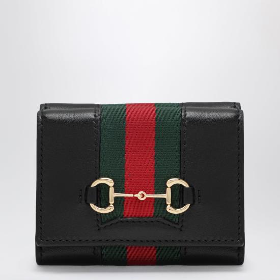 26SS 구찌 홀스빗 웹 스몰 트라이폴드 월렛 867131AAGF7 Black