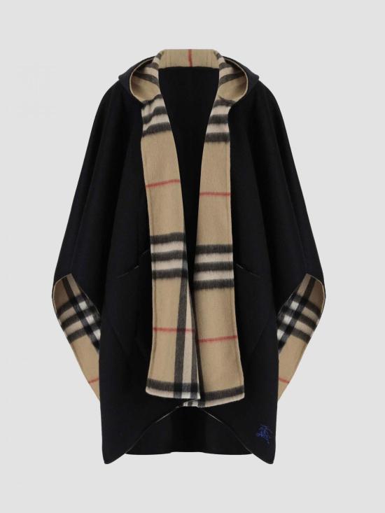 26SS 버버리 캐시미어 후드 케이프 8079201 Black - BURBERRY