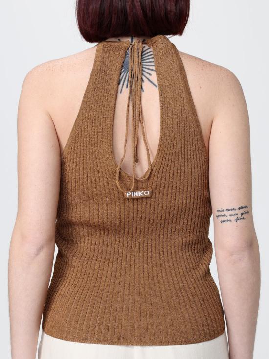 26SS 핑코 민소매 티셔츠 106884A3BD L25 Brown - PINKO