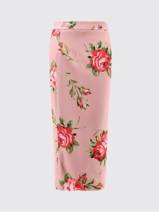 26SS 돌체앤가바나 로즈 부케 프린트 스트레이트 스커트 F4CS8TFSA8Q HF5ZN Pink - DOLCE & GABBANA