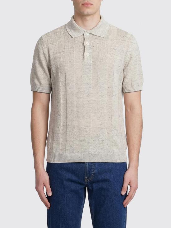 26SS 브루넬로 쿠치넬리 와이드 립 코튼 리넨니트 폴로셔츠 M2L707815 CSN89 Rope