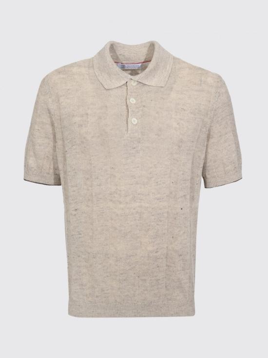 26SS 브루넬로 쿠치넬리 와이드 립 코튼 리넨니트 폴로셔츠 M2L707815 CSN89 Rope - BRUNELLO CUCINELLI