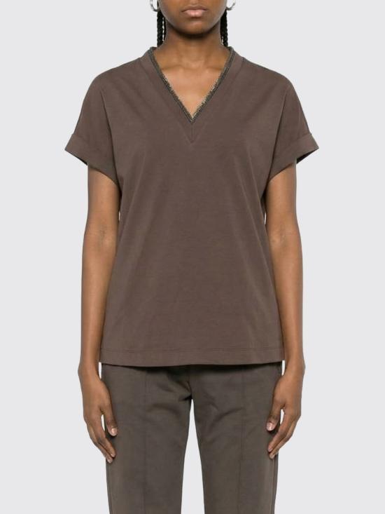 26SS 브루넬로 쿠치넬리 반팔 티셔츠 M0T18BD222 C8589 Brown