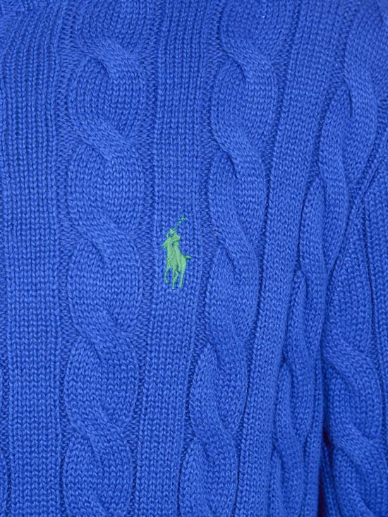 26SS 폴로 랄프로렌 로고 자수 케이블 니트 스웨터 710775885 537 Blue 1 - POLO RALPH LAUREN