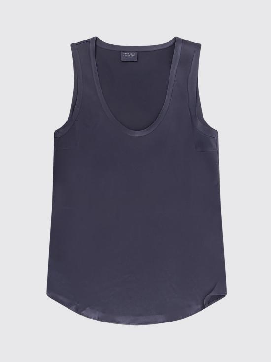 26SS 브루넬로 쿠치넬리 실크 탱크 탑 M0C59E0600 C8901 Blue - BRUNELLO CUCINELLI