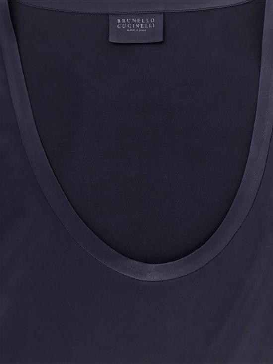 26SS 브루넬로 쿠치넬리 실크 탱크 탑 M0C59E0600 C8901 Blue - BRUNELLO CUCINELLI