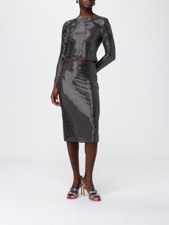 26SS 셀프 포트레이트 미디 스커트 SS26169MSKB Black - SELF PORTRAIT