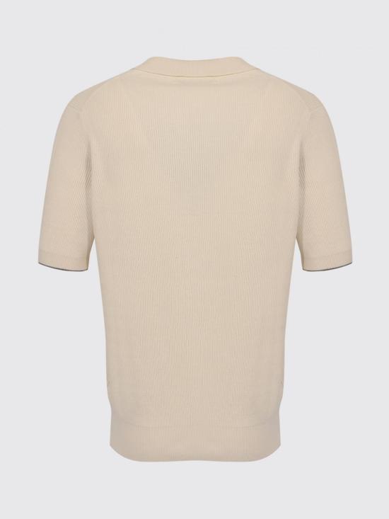 26SS 브루넬로 쿠치넬리 잉글리시 립 코튼 니트 폴로셔츠 M29400015 CSG56 Hazel - BRUNELLO CUCINELLI