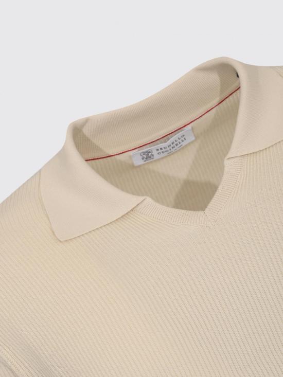 26SS 브루넬로 쿠치넬리 잉글리시 립 코튼 니트 폴로셔츠 M29400015 CSG56 Hazel - BRUNELLO CUCINELLI