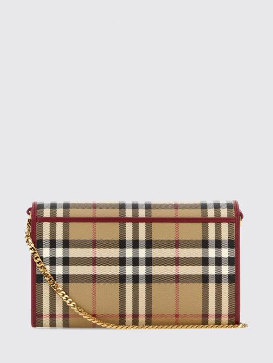 26SS 버버리 체크 체인 스트랩 지갑 8116321 Burgundy - BURBERRY