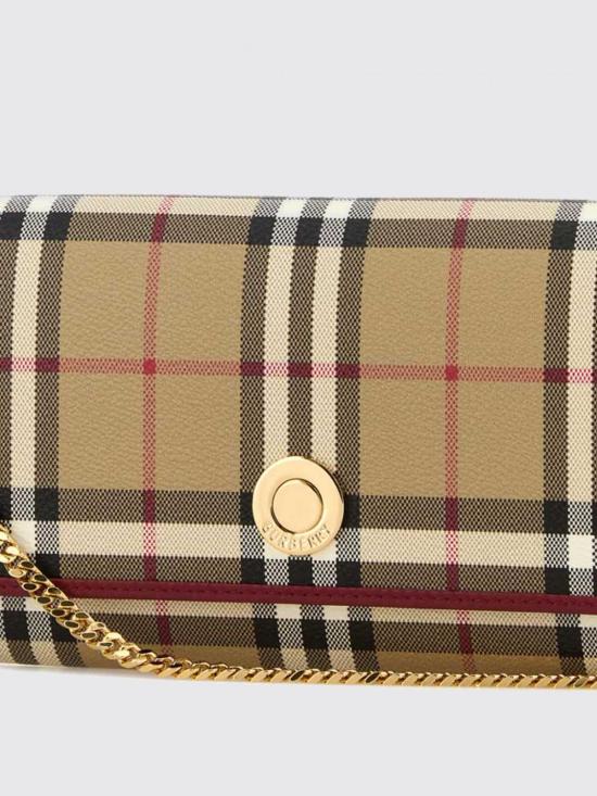 26SS 버버리 체크 체인 스트랩 지갑 8116321 Burgundy - BURBERRY