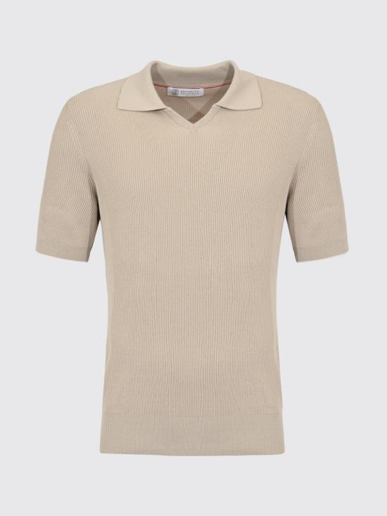 26SS 브루넬로 쿠치넬리 잉글리시 립 코튼 니트 폴로셔츠 M29400015 CBD04 Natural - BRUNELLO CUCINELLI