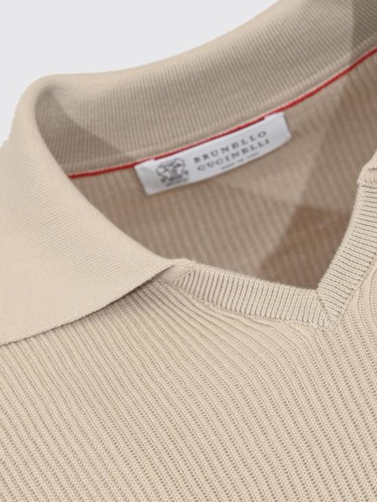 26SS 브루넬로 쿠치넬리 잉글리시 립 코튼 니트 폴로셔츠 M29400015 CBD04 Natural - BRUNELLO CUCINELLI