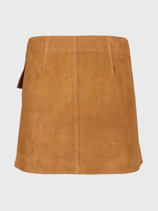 26SS 아미 고트 레더 빅 버클 벨티드 미니 스커트 FSK464LH0059 236 Brown - AMI