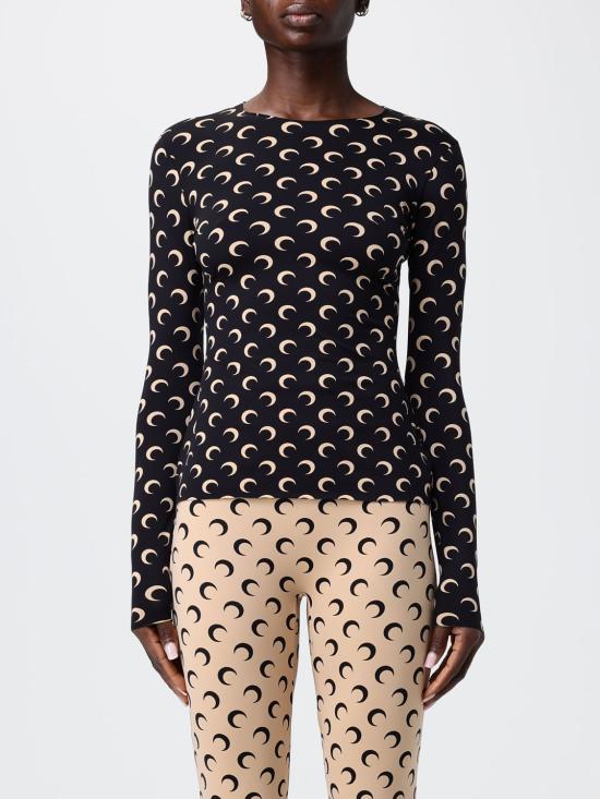 26SS 마린세르 크레센트 문 프린트 긴팔 티셔츠 WTS006ACJER0001 IT99 Black