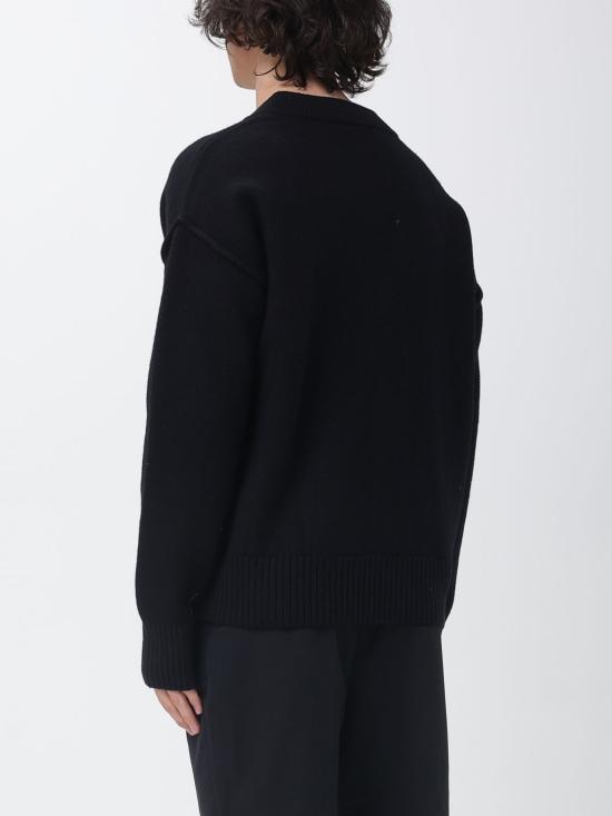 26SS 아미 하트 로고 인타르시아 V넥 가디건 UKC367018 009 Black - AMI