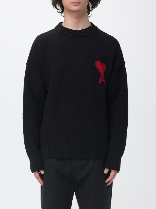 26SS 아미 빅 하트 울 크루넥 스웨터 UKS838018 009 Black