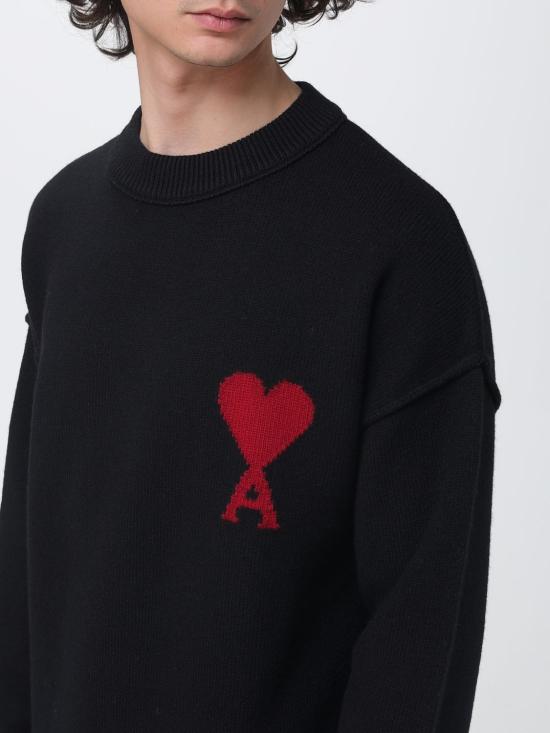 26SS 아미 빅 하트 울 크루넥 스웨터 UKS838018 009 Black - AMI