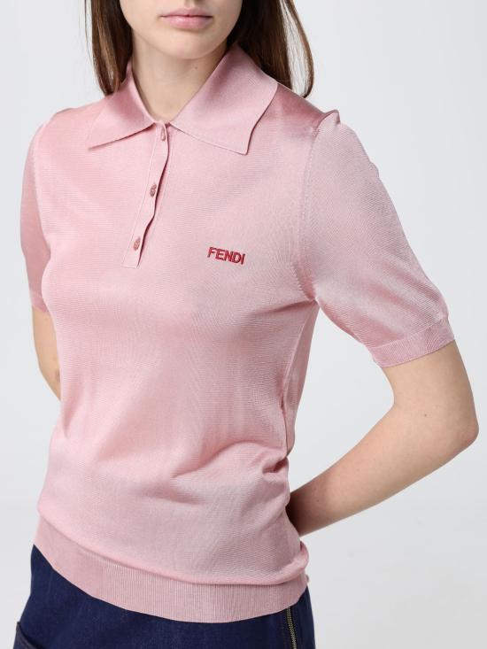 26SS 펜디 샤이니 비스코스 폴로 셔츠 FZXE82AW4V F1W0S Pink - FENDI