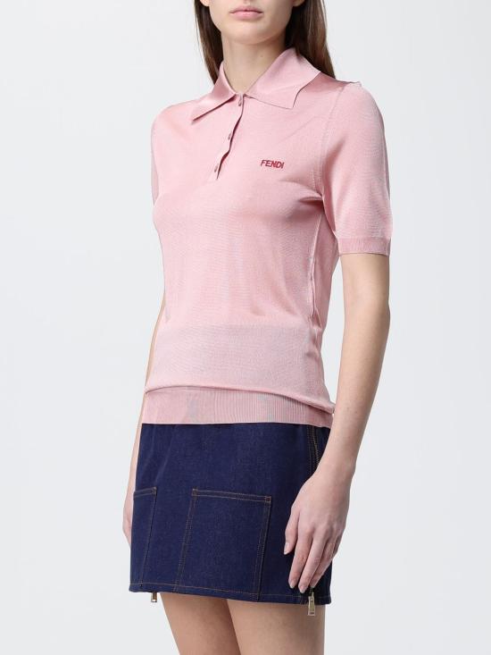 26SS 펜디 샤이니 비스코스 폴로 셔츠 FZXE82AW4V F1W0S Pink - FENDI