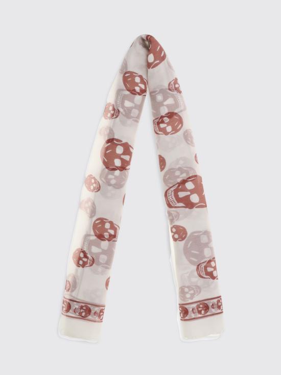 26SS 알렉산더 맥퀸 클래식 실크 블렌드 스컬 스카프 8078893052Q 9232 Yellow Cream - ALEXANDER MCQUEEN