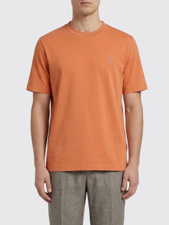 26SS 브루넬로 쿠치넬리 코튼 저지 크루넥 티셔츠 M0B138440 CUM25 Apricot