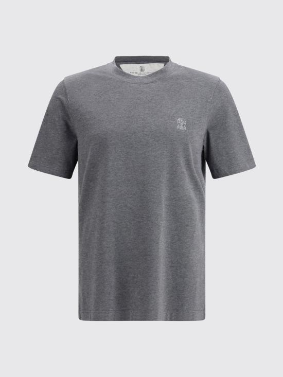 26SS 브루넬로 쿠치넬리 코튼 저지 크루넥 티셔츠 M0B138440 CE610 Lead - BRUNELLO CUCINELLI