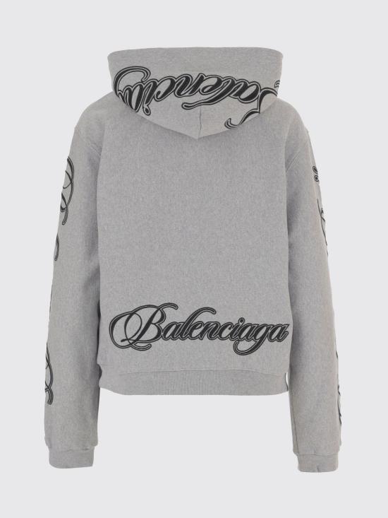 26SS 발렌시아가 커시브 레귤러 핏 집업 후디 851236TTVM8 2569 Grey - BALENCIAGA