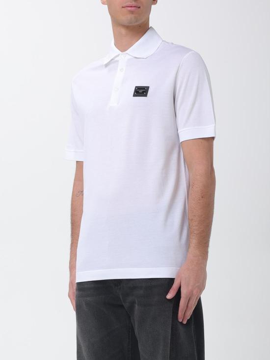 26SS 돌체앤가바나 브랜디드 태그 코튼 피케 폴로 셔츠 G8PL4TG7P1D W0800 White - DOLCE & GABBANA