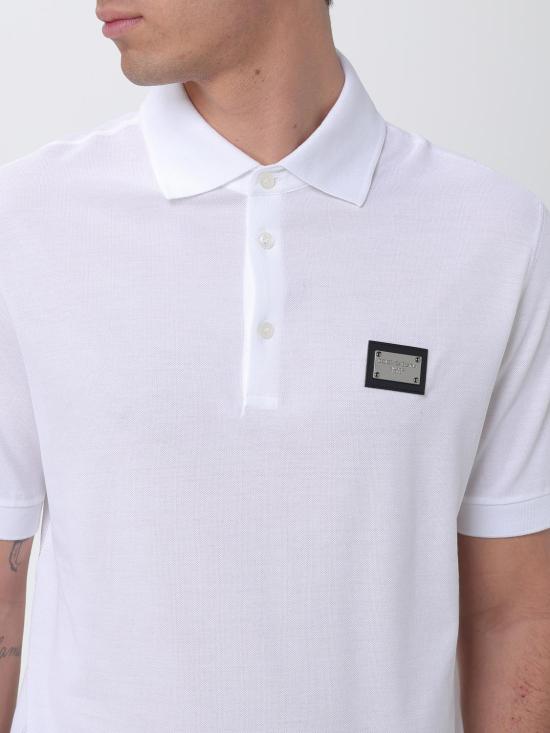 26SS 돌체앤가바나 브랜디드 태그 코튼 피케 폴로 셔츠 G8PL4TG7P1D W0800 White - DOLCE & GABBANA