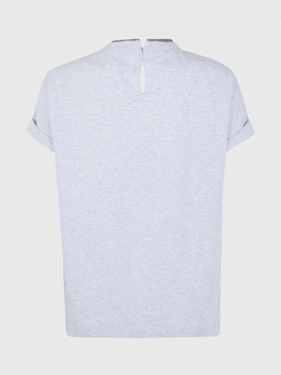 26SS 브루넬로 쿠치넬리 콘트라스트 트림 코튼 티셔츠 M0T18BD200 C8003 Smoke Grey - BRUNELLO CUCINELLI