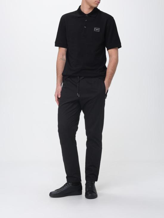 26SS 돌체앤가바나 브랜디드 태그 코튼 피케 폴로 셔츠 G8PL4TG7P1D N0000 Black - DOLCE & GABBANA