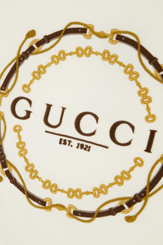 26SS 구찌 프린트 디테일 코튼 저지 티셔츠 837959XJHQY 9750 LATTE - GUCCI