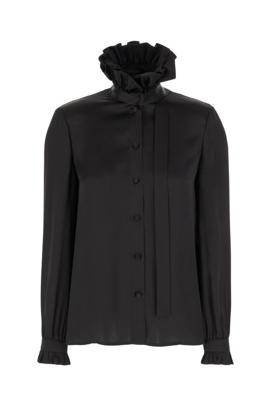 26SS 구찌 보우 실크 새틴 셔츠 860509ZHS19 1000 Nero