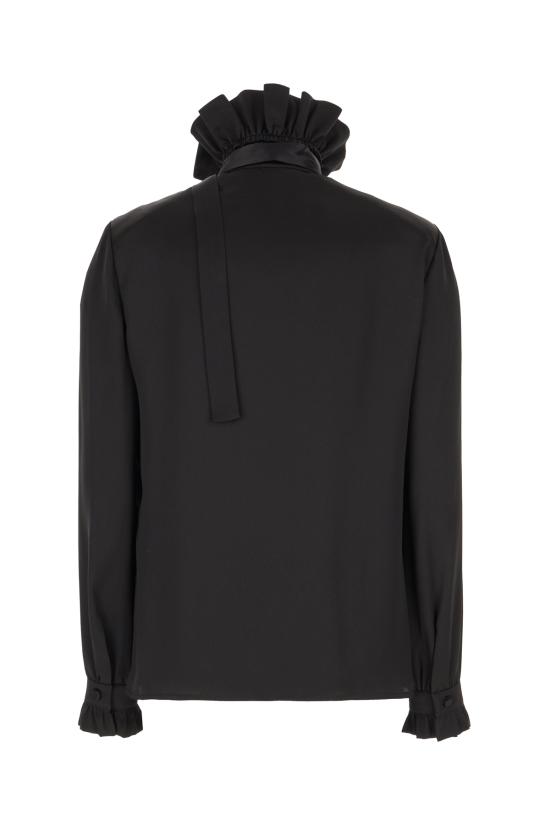 26SS 구찌 보우 실크 새틴 셔츠 860509ZHS19 1000 Nero - GUCCI