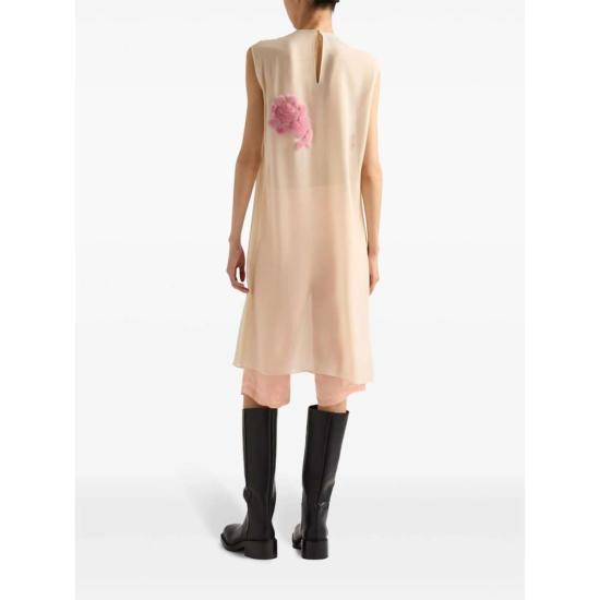  프라다 숏 원피스 플로럴 자수 미디 드레스 - PRADA