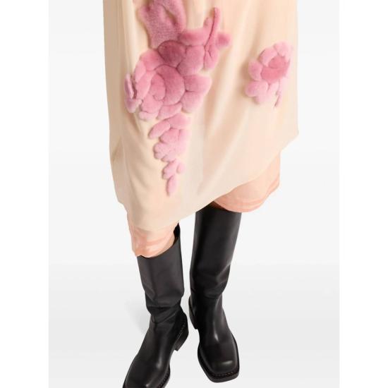  프라다 숏 원피스 플로럴 자수 미디 드레스 - PRADA