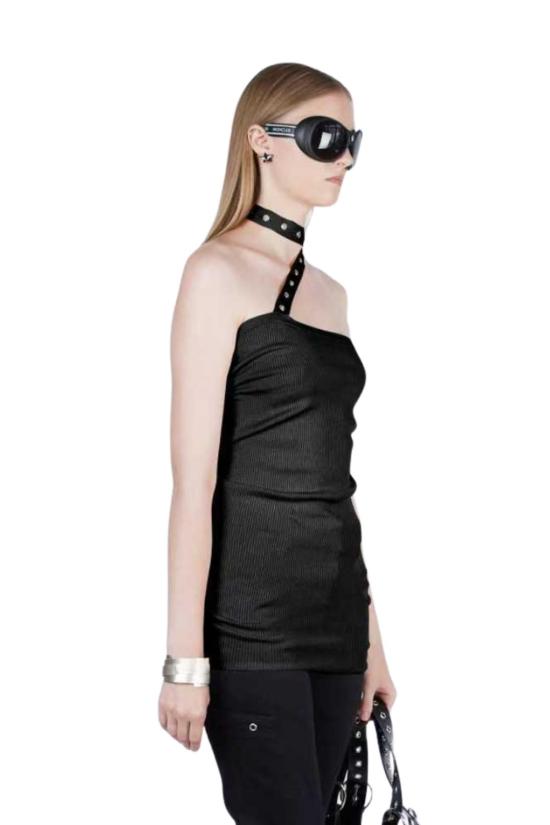  FANG NYC 바디수트 티셔츠 팡 NYC 에센셜 러치드 스카프 탑 블랙 - FANG NYC