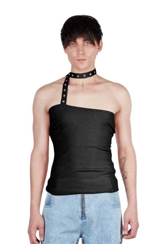  FANG NYC 바디수트 티셔츠 팡 NYC 에센셜 러치드 스카프 탑 블랙