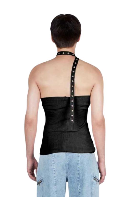  FANG NYC 바디수트 티셔츠 팡 NYC 에센셜 러치드 스카프 탑 블랙 - FANG NYC