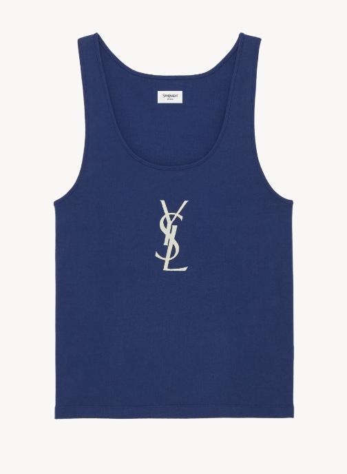 26SS 생로랑 민소매 티셔츠 858319Y38AK 4069 BLEU COBALT