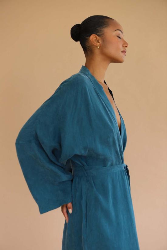  Be Idle 라운지 웨어 The Long Robe Teal - BE IDLE