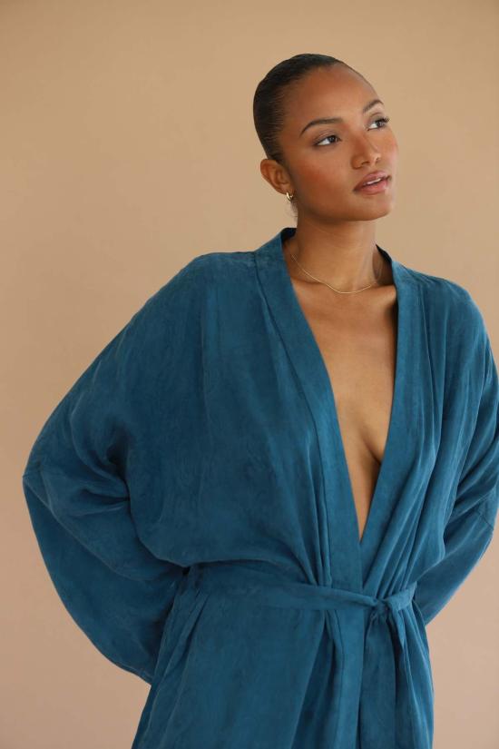  Be Idle 라운지 웨어 The Long Robe Teal - BE IDLE