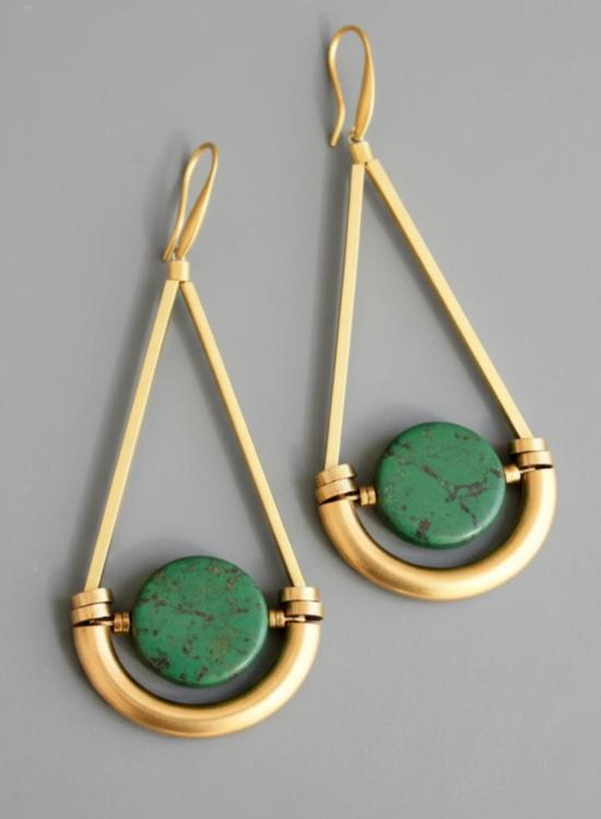  데이비드 오브리 이어링 기하학적 재스퍼 및 황동 귀걸이