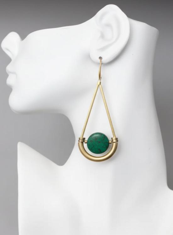  David Aubrey 이어링 데이비드 오브리 기하학적 재스퍼 및 황동 귀걸이 - OTHER BRANDS