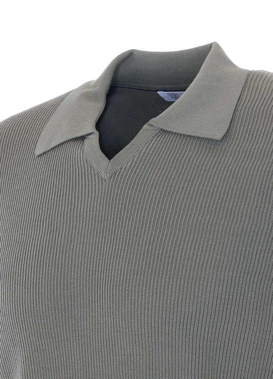  브루넬로 쿠치넬리 폴로 티셔츠 Brunello Cucinelli 니트 폴로 그린 - BRUNELLO CUCINELLI