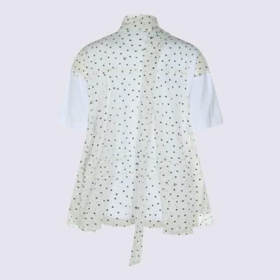  사카이 블라우스 코튼 티셔츠 화이트 - SACAI