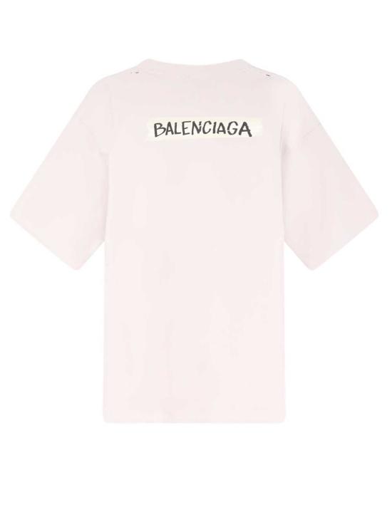  발렌시아가 반팔 티셔츠 코튼 티셔츠 더티 화이트 - BALENCIAGA