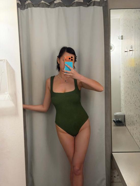  하이트 원피스 수영복 헤이트 가비 립드 원피스 올리브 그린